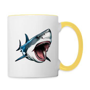 Angriff des großen Weißen Hais - Tasse zweifarbig - Weiß/Gelb - Rechts