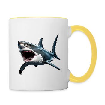Frightening Great White Shark Attack - Contrasting Mug - white/yellow - Right