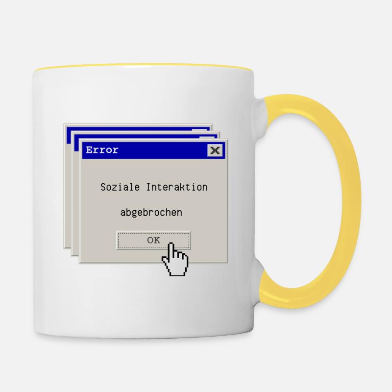 Error: Soziale Interaktion abgebrochen - Tasse zweifarbig - Weiß/Gelb