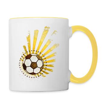 Football Design (Stars) 03 - Mug contrasté - blanc/jaune - Droite