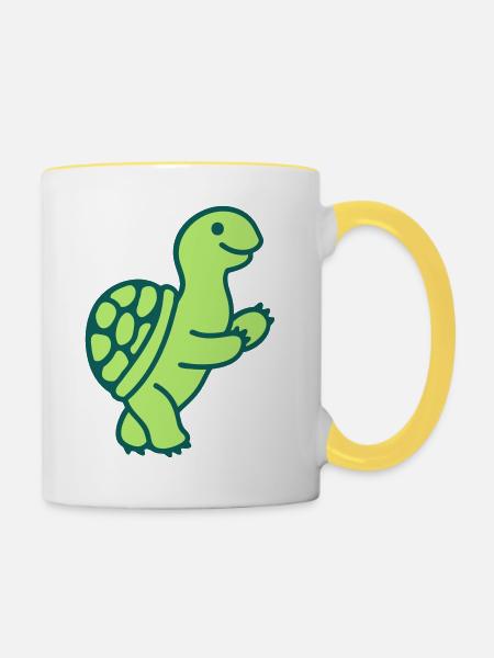 Schildkröte 2 - Tasse zweifarbig - Weiß/Gelb