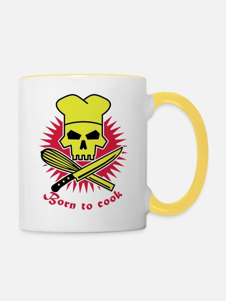 born_to_cook_3c - Tasse zweifarbig - Weiß/Gelb