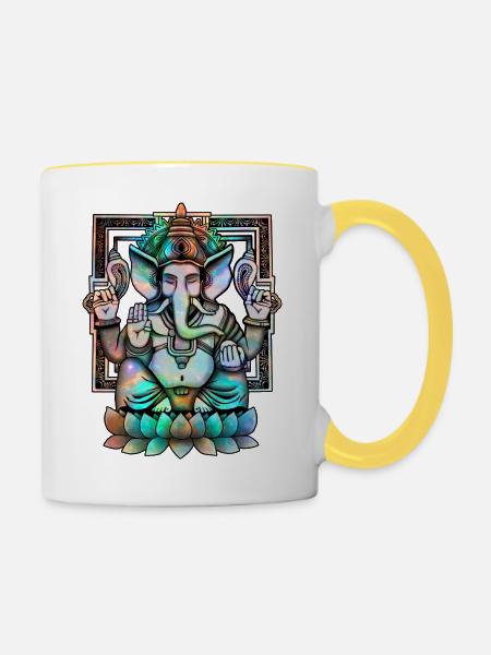 Cosmic Ganesh - Tasse zweifarbig - Weiß/Gelb