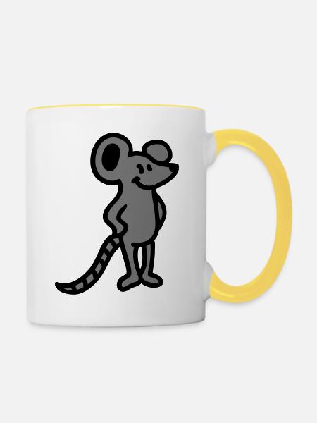 Maus - Tasse zweifarbig - Weiß/Gelb