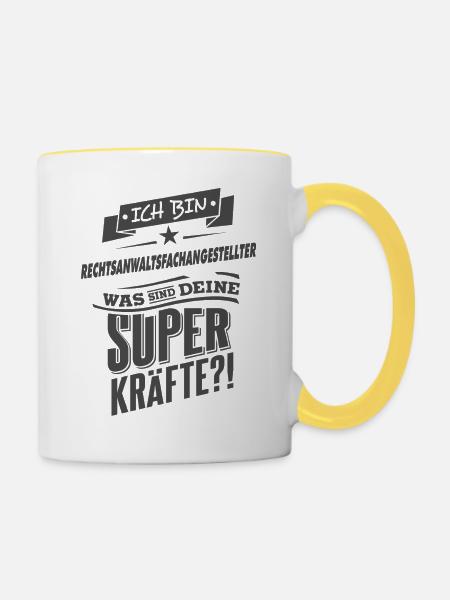 NEU Superpower Rechtsanwaltsfachangestellter - Tasse zweifarbig - Weiß/Gelb