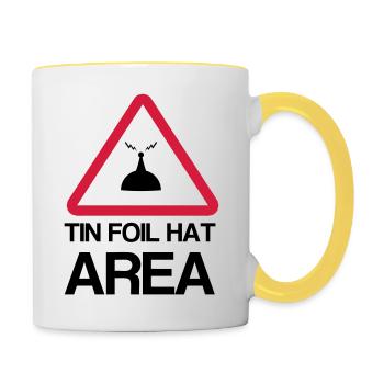 Tin Foil Hat Area - Mug contrasté - blanc/jaune - Droite