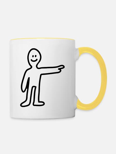 Zeigen - Line - Tasse zweifarbig - Weiß/Gelb