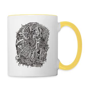 Weirdhead von Brian Benson - Tasse zweifarbig - Weiß/Gelb - Rechts