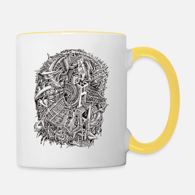Weirdhead par Brian Benson - Mug contrasté - blanc/jaune