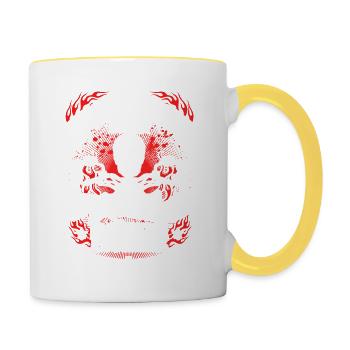 Ein Biker fährt zur Hölle - Tasse zweifarbig - Weiß/Gelb - Rechts
