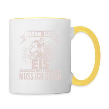 Ice hockey - call me - Contrasting Mug - white/yellow - Right