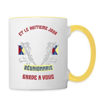Réunion 8ème Jour - Mug contrasté - blanc/jaune - Droite