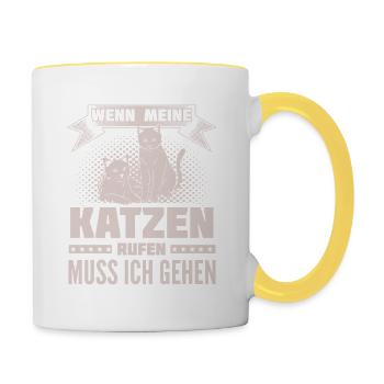 Cats call - I go - Contrasting Mug - white/yellow - Right