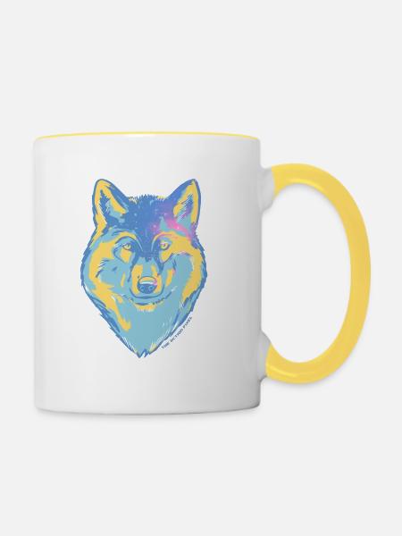 Stern-Wolf - Tasse zweifarbig - Weiß/Gelb