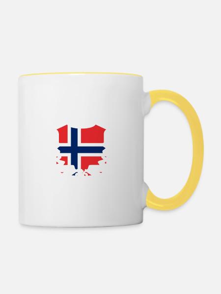 Norge - Norway - Norwegen - Tasse zweifarbig - Weiß/Gelb