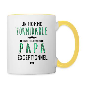 un homme formidable, papa exceptionnel - Mug contrasté - blanc/jaune - Droite