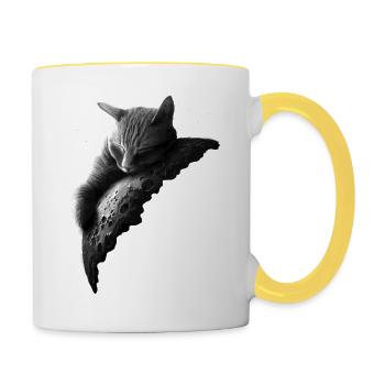 MOONCAT 2 (Choose black) - Contrasting Mug - white/yellow - Right