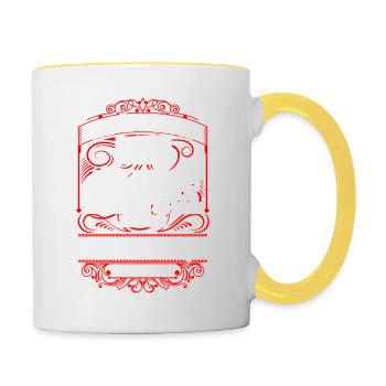60. Geburtstag - Überlebt - Lausiges Shirt - DE - Tasse zweifarbig - Weiß/Gelb - Rechts