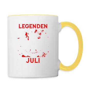 Juli - Legende - Geburtstag - DE - Tasse zweifarbig - Weiß/Gelb - Rechts