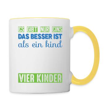 Vier Kinder - Tasse zweifarbig - Weiß/Gelb - Rechts