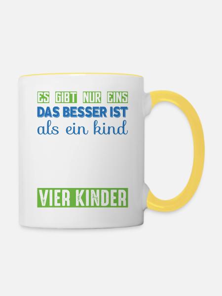Vier Kinder - Tasse zweifarbig - Weiß/Gelb
