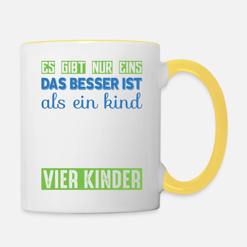 Vier Kinder - Tasse zweifarbig - Weiß/Gelb