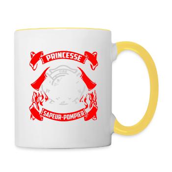 Sapeur Pompier - Princesse - FR - Tasse zweifarbig - Weiß/Gelb - Rechts