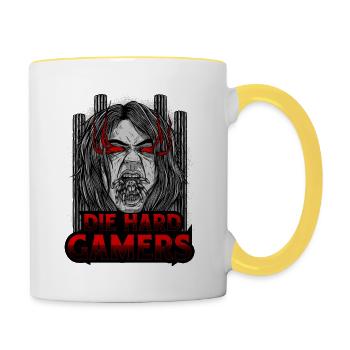 Nerd Gamer Designs the hard ed - Contrasting Mug - white/yellow - Right