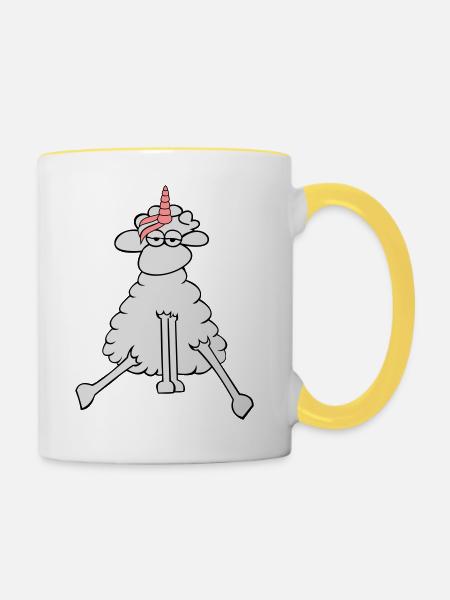 Einhorn locke - Tasse zweifarbig - Weiß/Gelb