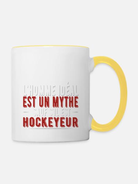 Idéal hockeyeur t-shirt cadeau - Mug contrasté - blanc/jaune