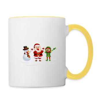 Dab Santa Geschenk Weihnachten Christmas Dabbing - Tasse zweifarbig - Weiß/Gelb - Rechts