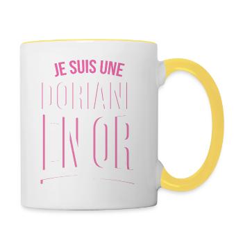 je suis une Doriane en or cadeau idée humour - Mug contrasté - blanc/jaune - Droite