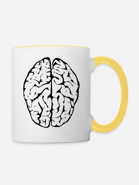 Gehirn - Tasse zweifarbig - Weiß/Gelb