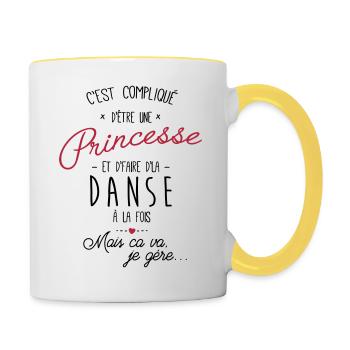 princesse et Danse - Mug contrasté - blanc/jaune - Droite