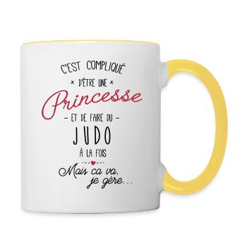 princesse et Judo - Mug contrasté - blanc/jaune - Droite
