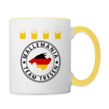 Mallemania Team Tresen Logo - Tasse zweifarbig - Weiß/Gelb - Rechts