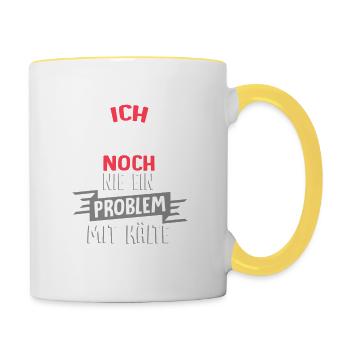 Ich hatte noch nie ein Problem mit Kälte / Winter - Tasse zweifarbig - Weiß/Gelb - Rechts