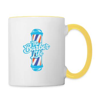 Das Frisör Leben - Tasse zweifarbig - Weiß/Gelb - Rechts
