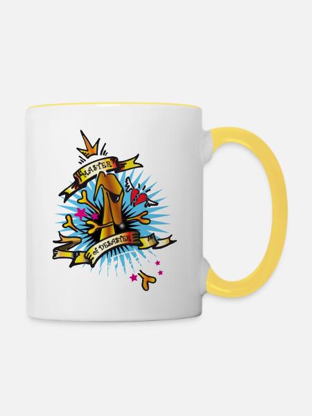 master of desaster white - Tasse zweifarbig - Weiß/Gelb