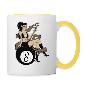 Pin up girl - Contrasting Mug - white/yellow - Right