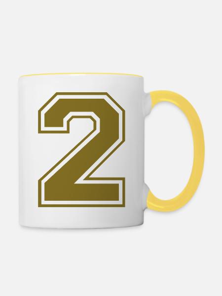 nummer - 2 - Tasse zweifarbig - Weiß/Gelb