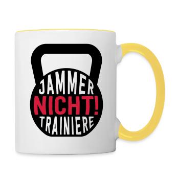 JAMMER NICHT! TRAINIERE - Tasse zweifarbig - Weiß/Gelb - Rechts