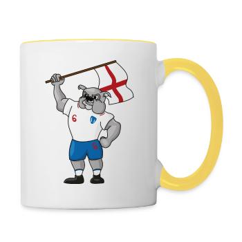 ENGLAND Britain Football Fußball Bulldogge Bulldog - Tasse zweifarbig - Weiß/Gelb - Rechts