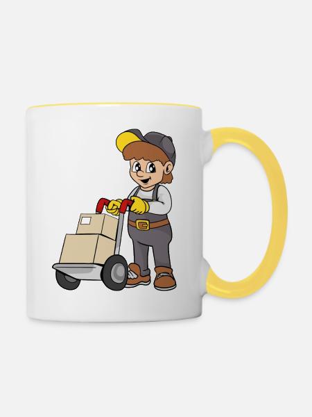 Lieferant - Tasse zweifarbig - Weiß/Gelb