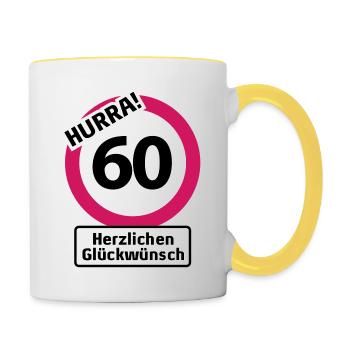 Hurrah 60 Birthday - Congratulations | - Contrasting Mug - white/yellow - Right