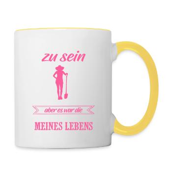 Landwirtin Shirt · Landwirtschaft · Entscheidung - Tasse zweifarbig - Weiß/Gelb - Rechts