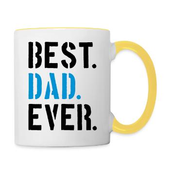 text dad best ever amour papa meilleur monde fête des pères - Mug contrasté - blanc/jaune - Droite