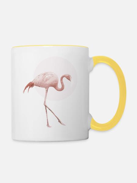 Flamingo pink - Contrasting Mug - white/yellow