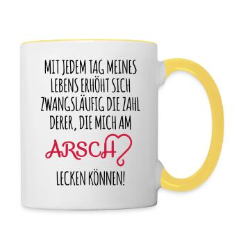 AM ARSCH - Tasse zweifarbig - Weiß/Gelb - Rechts