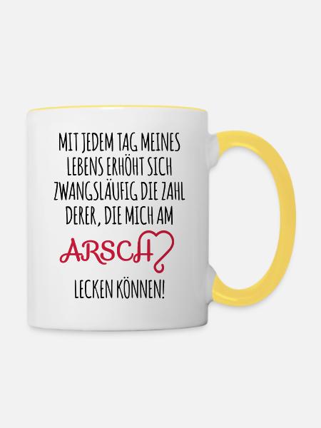 AM ARSCH - Tasse zweifarbig - Weiß/Gelb